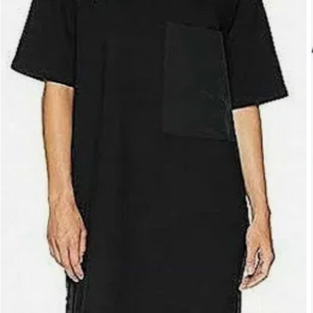 ❤️NWT 7 for All Mankind Oversized T-shirt Dress Terry Cloth Chest Pocket Black M - Picture 3 of 9